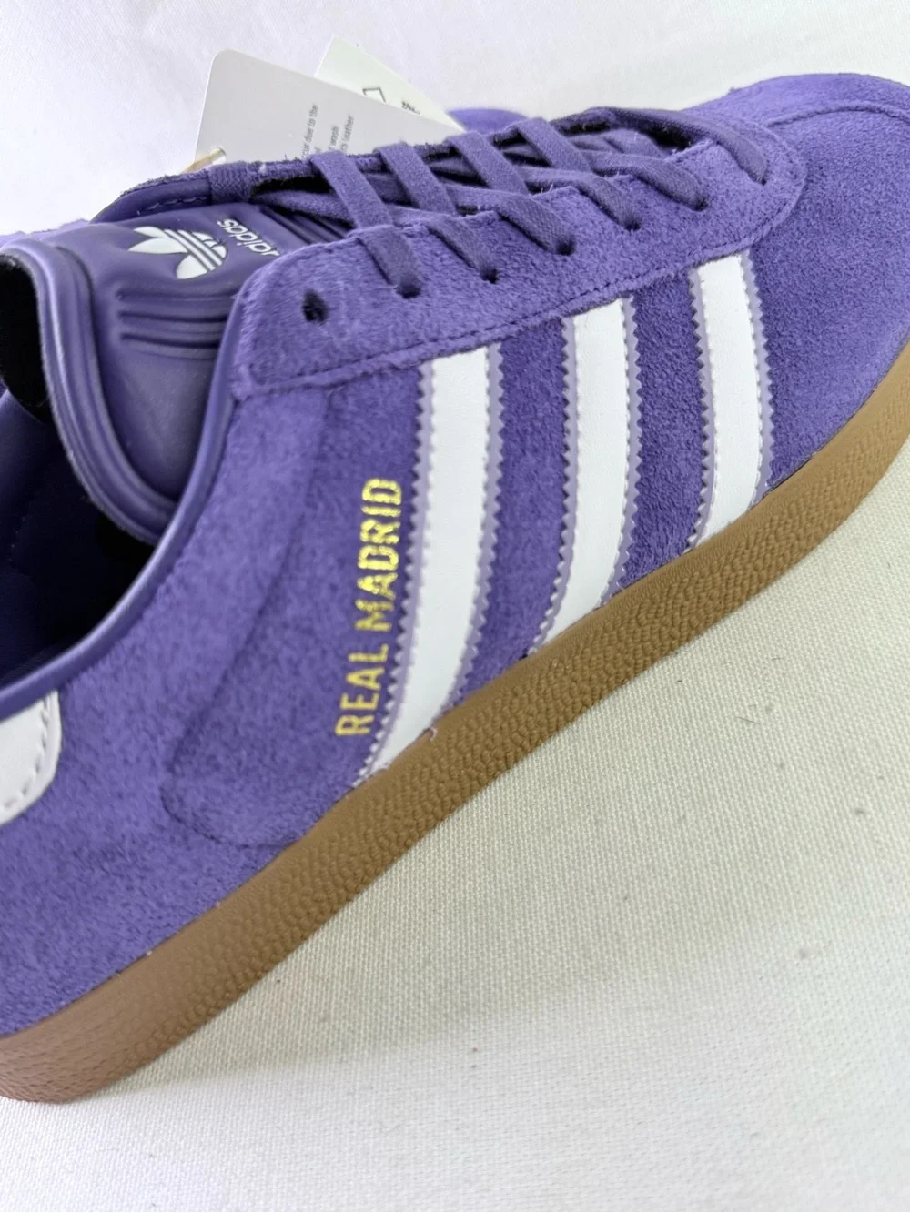 adidas Real Madrid Terrace Gazelle Low-Top Sneakers in Lavender & White